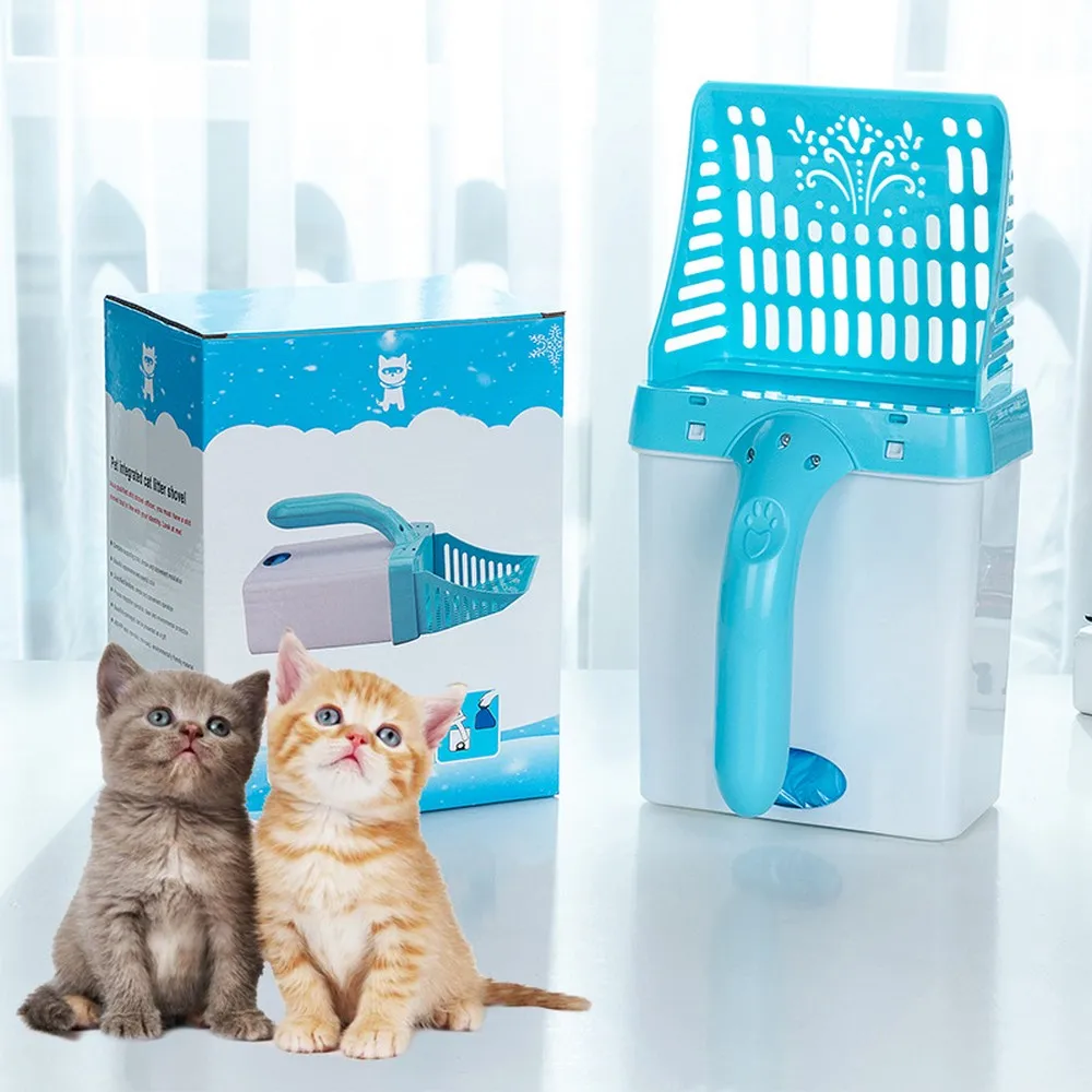 

Practicality Pet Cat Litter Scoop Convenient Plastic Cleanning Tool Puppy Kitten Poop Shovel With Garbage Box Pets Cats Supplies