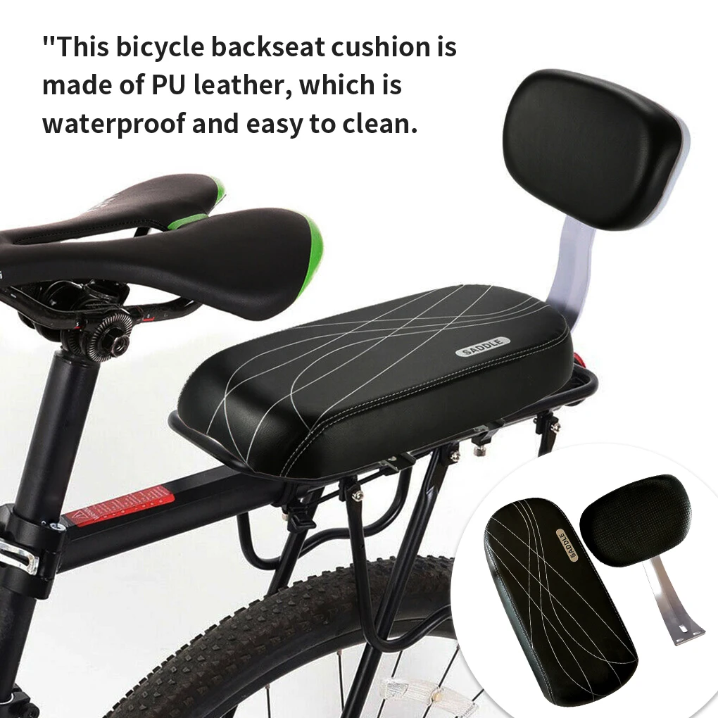 

Bike Rear Seat Bicycle Children Back Seat with Backrest Bike Kids PU Leather Chair with Foam Cushion