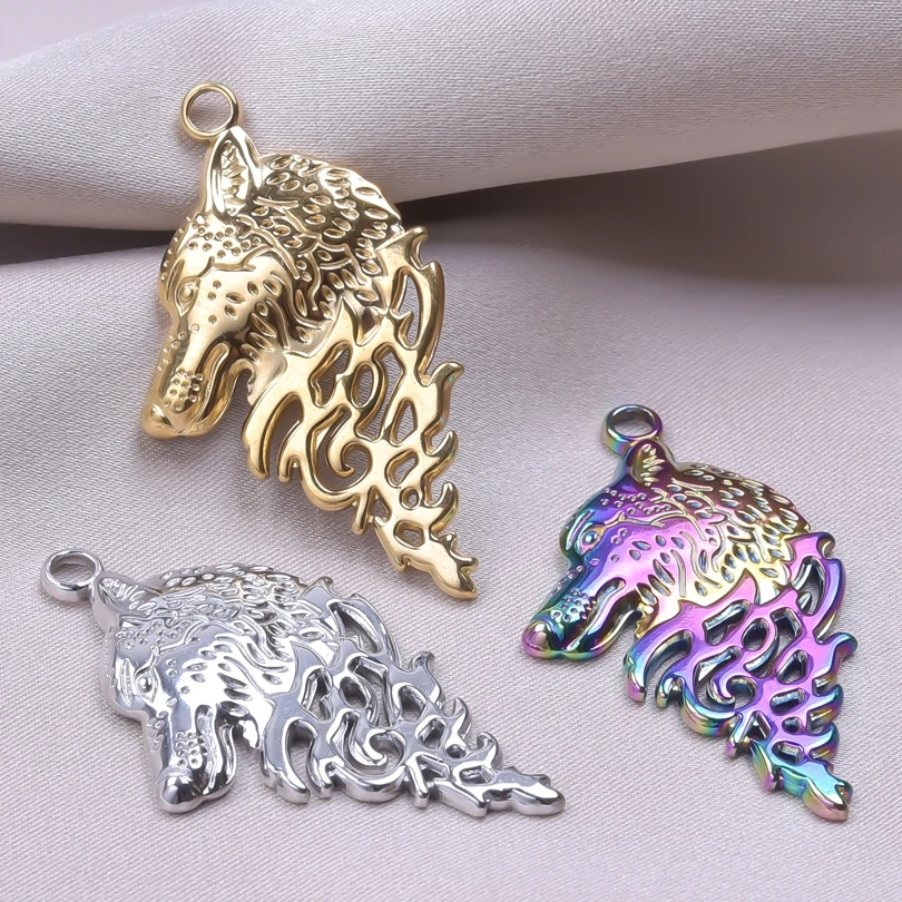 

6Pcs Rock Punk Wolf Head Charm Wolf Animal Head Pendant for Jewelry Making DIY Necklace Jewelry Accessories Handmade Craft Gift