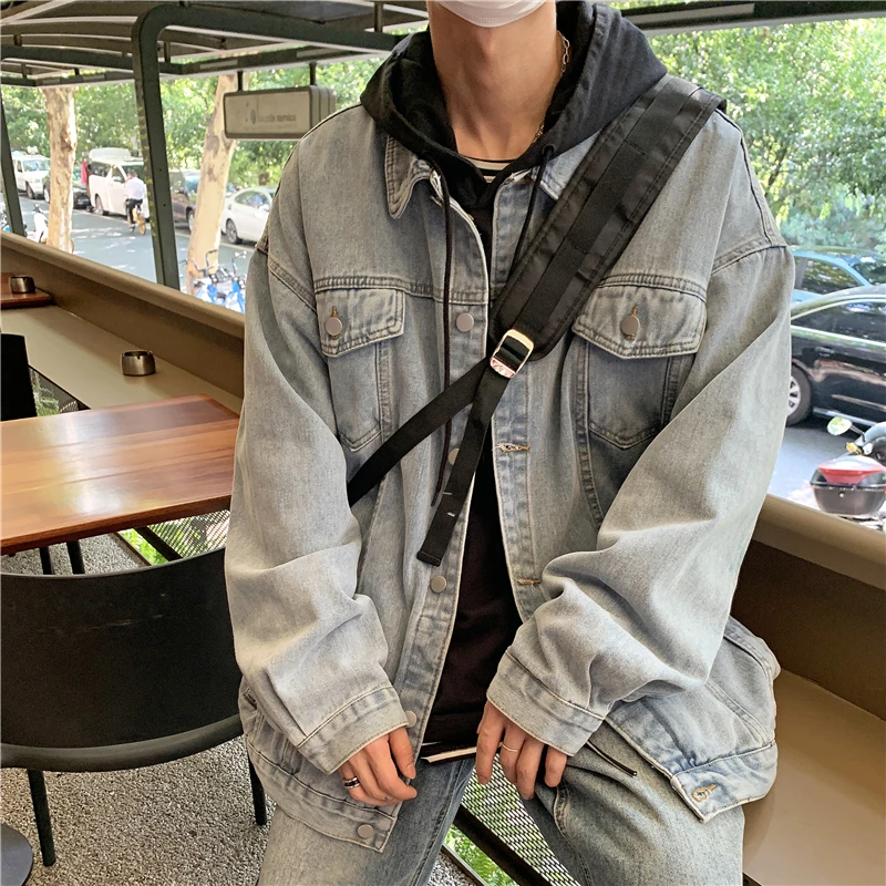 Мужская джинсовая куртка в стиле ретро на весну и осень Свободная рабочая топы