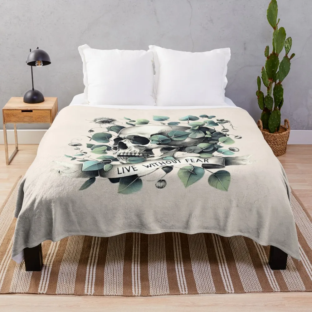 Живой без страха Череп и Ботаника Человеческий скелет Готика Темный цветочный