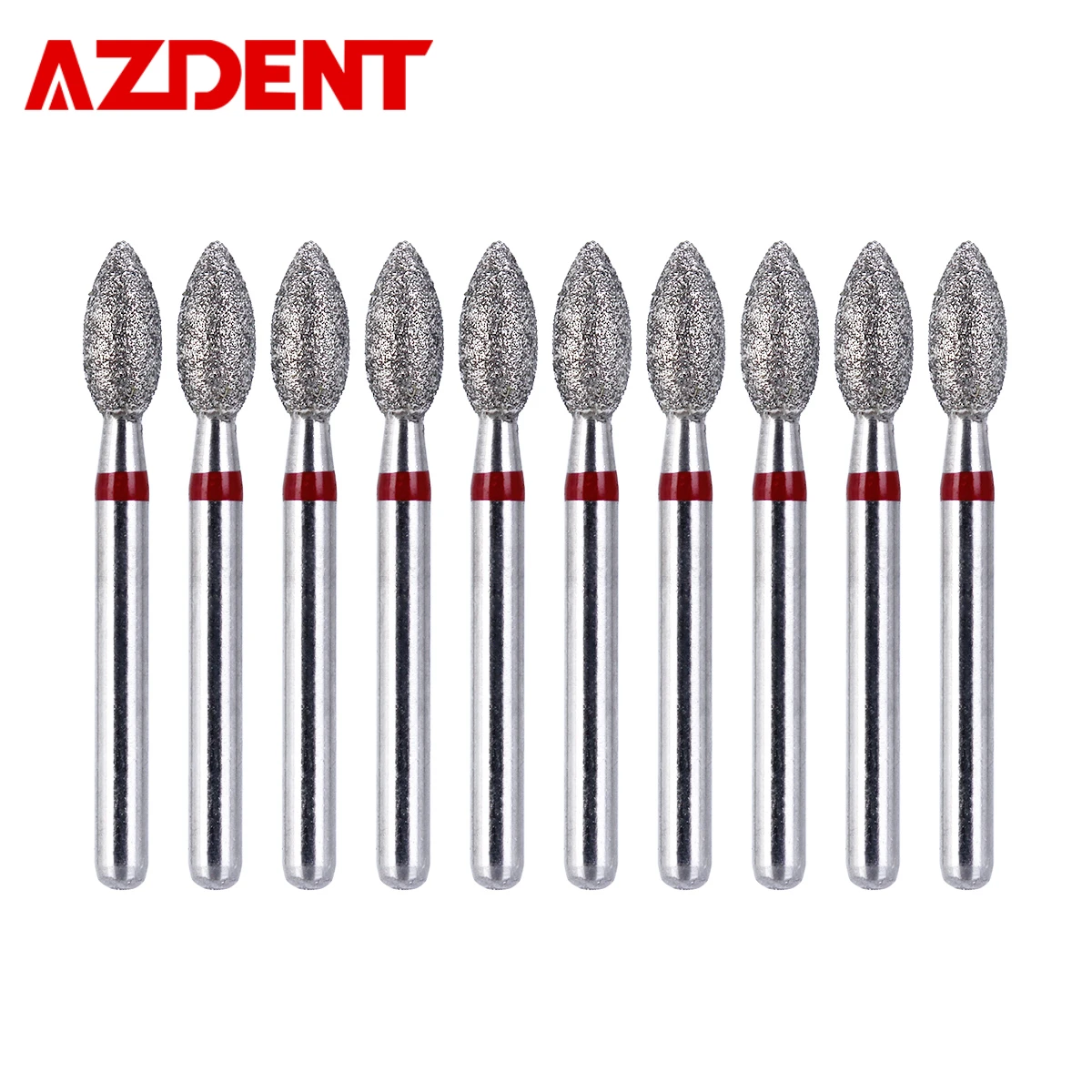 AZDENT 10 Pcs Diamond Burs Drill Football 368-023F Fine Red 379-023F Dental Dia-burs for High Speed Handpiece