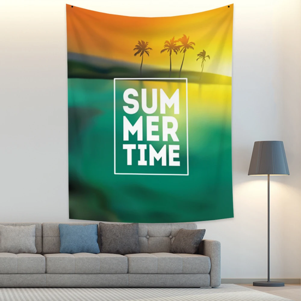 

Gradient Sunset Natural Scenery Coconut Tree Tapestry Wall Hanging Aesthetics Bohemian Hippie Planet Living Room Bedroom Decor