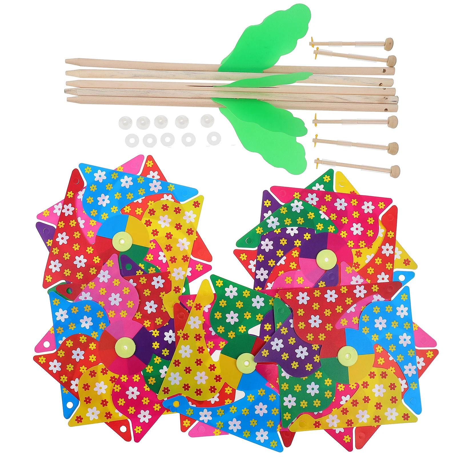 

5Pcs ABS Windmill Yard Winnower Decor Adorable Wooden Pole Garden Ornaments