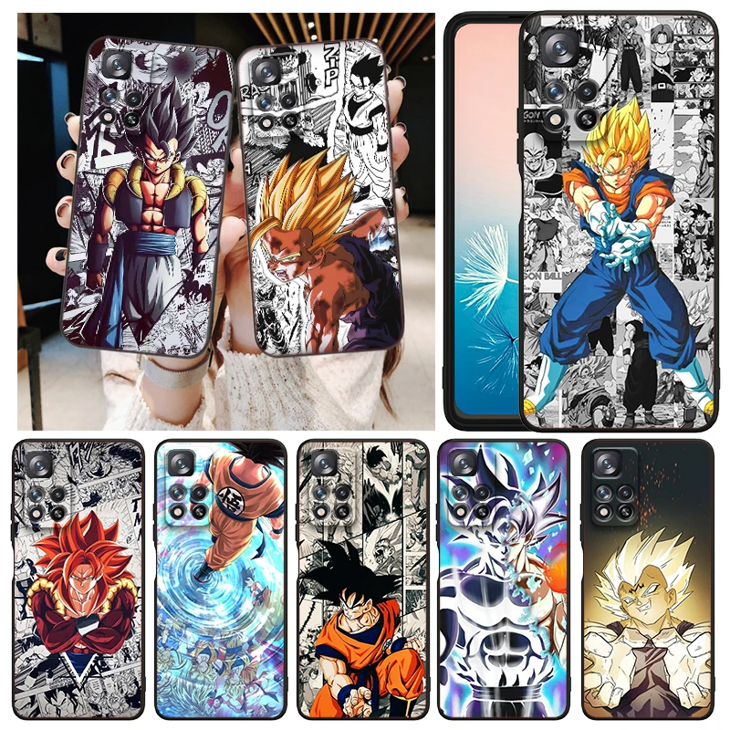 

D-Dragon Ball Z Animation Art Phone Case For Xiaomi Redmi Note 12 11E 11S 11 11T 10 10S 9 9T 9S 8T 8 Pro Plus 5G Black TPU Cover