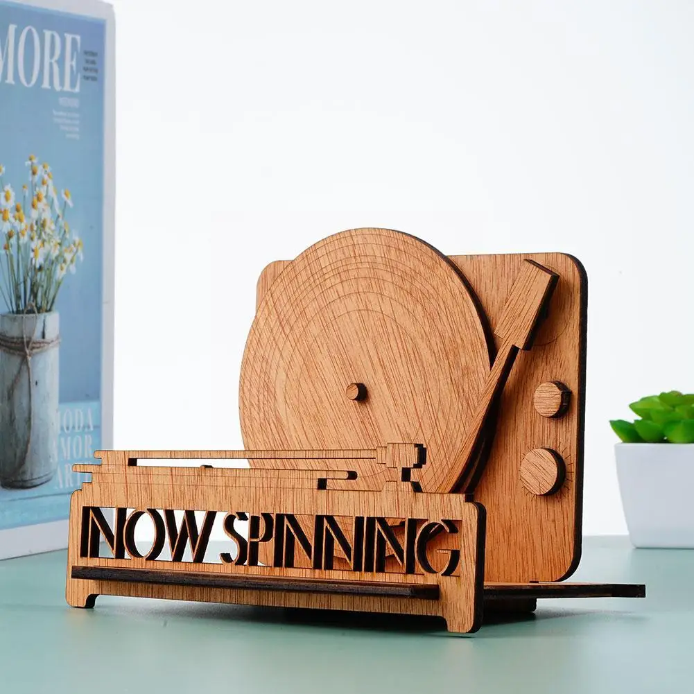 Wooden Gramophone Record Player Organizer Ornaments Precious Records Storage Rack Display Shelf For Musicians Music Lovers F1F4