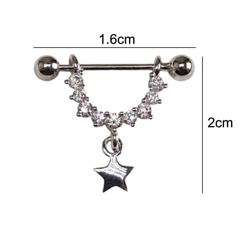 1 пара модных элегантных звездных ушных костей для ногтей женщин и девочек
