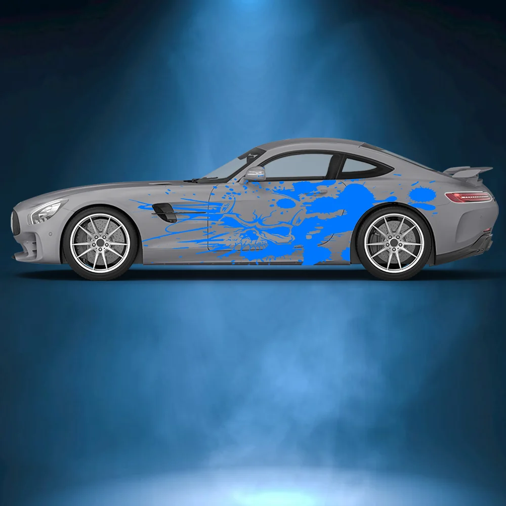 Разбрызгивающий скелет череп боковая наклейка автомобиля виниловая