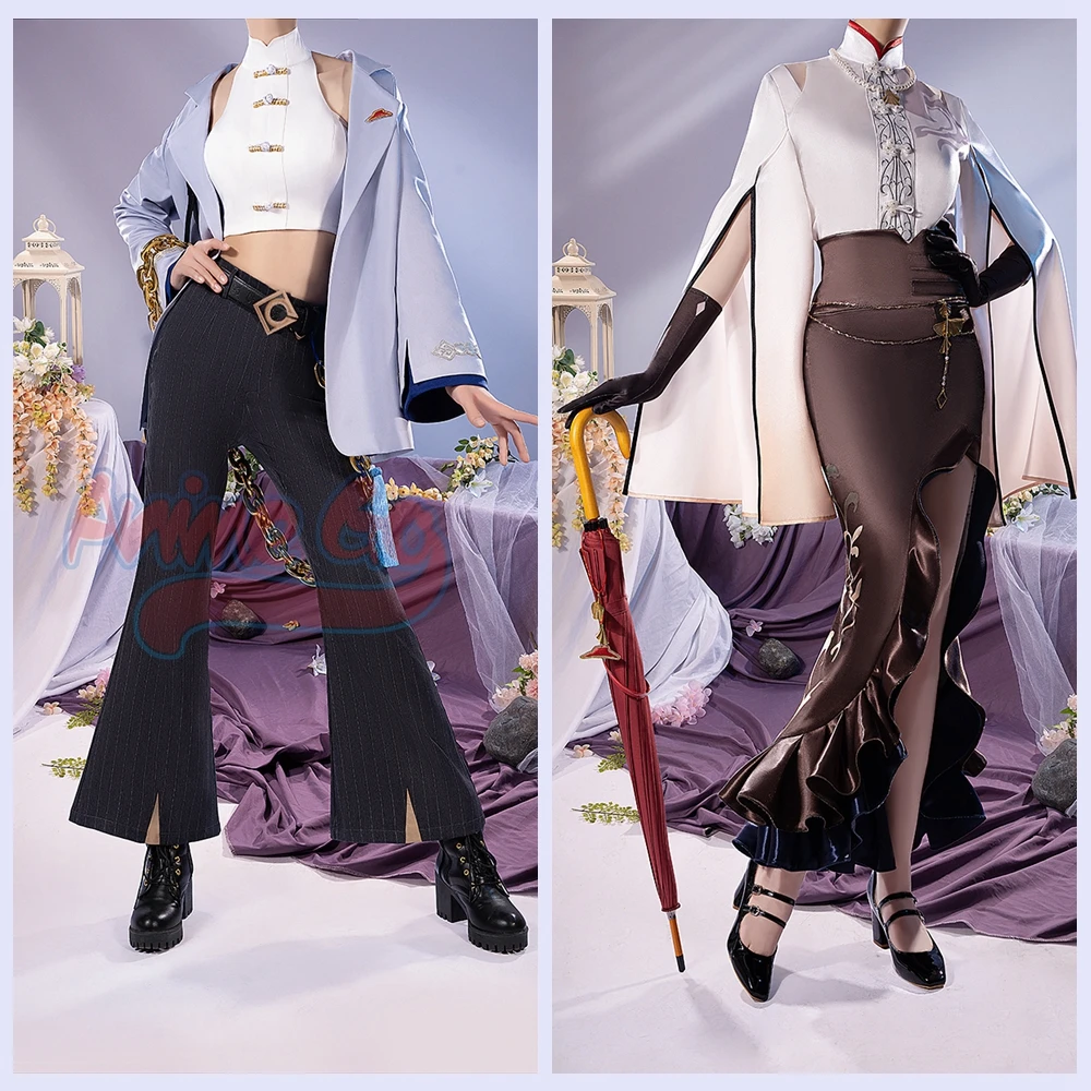 Ningguang Yelan Cosplay Costume Game Genshin Impact x Pizza Hut Cos Outfit Halloween Carnival Suit Woman C07479