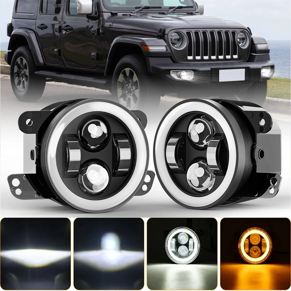 

NLpearl 4-дюймовые круглые светодиодные противотуманные фары дальнего/ближнего света внедорожные передние фары дальнего света для Jeep Wrangler JK Dodge Journey Magnum Charger