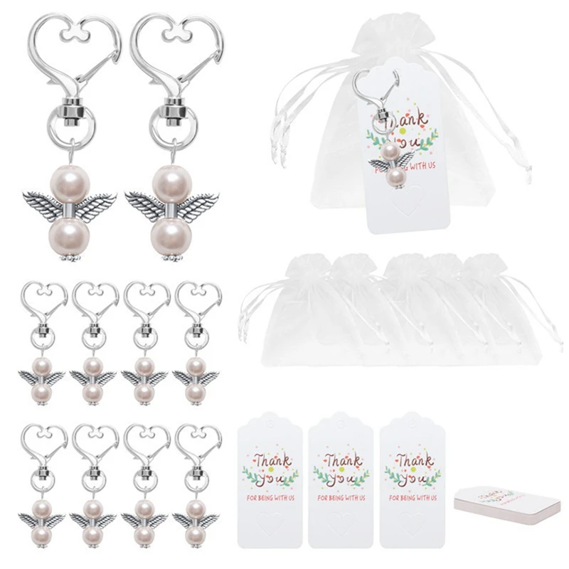 

20Pcs Guardian Angel Keychain Wedding Baptism Mini Keepsake Wings Pendant Decorative Jewelry