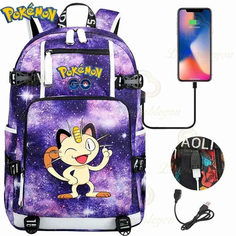 Рюкзак Bulbasaur Pikachu, школьный рюкзак с USB для детей, канцелярские принадлежности для учебы, основные аниме-фигурки, сумки для книг, Mochila, подарок (art.: 3920cea77eb5c) - 3920cea77eb5c