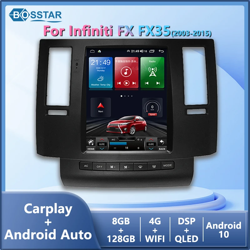 Android 11 Infiniti FX FX35 FX45 2003-2011 Tesla Style Car DVD Radio Multimedia Video Player Stereo Auto Navigation GPS 4G WIFI