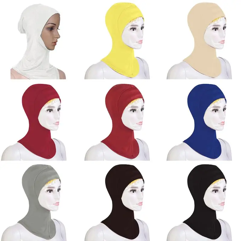 

Women Unisex Modal Full Cover Inner Hijab Cap Islamic Muslim Headscarf Solid Col Drop Shipping