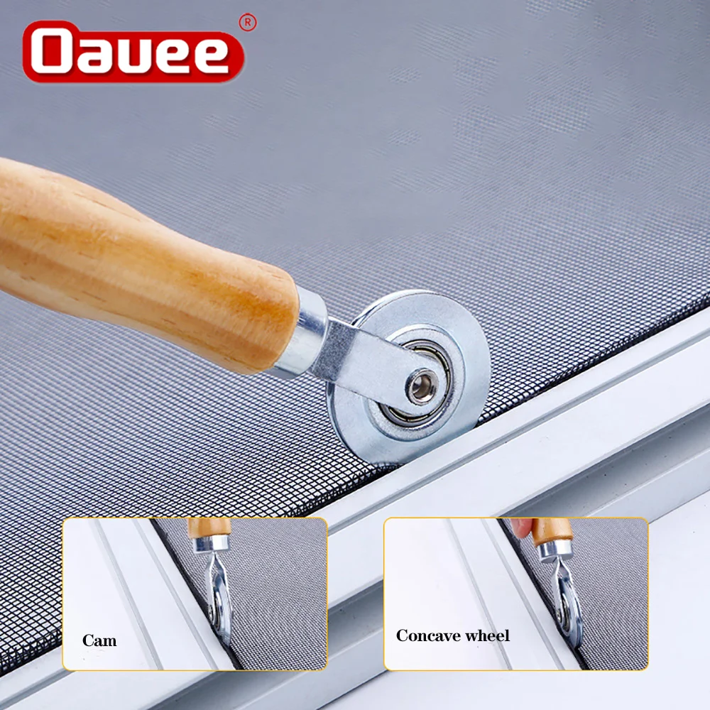 

1Pc Wooden Handle And Steel Wheels Rolling Tool For Double Window Installation Hand Spline Roller Household Durable Screen Door