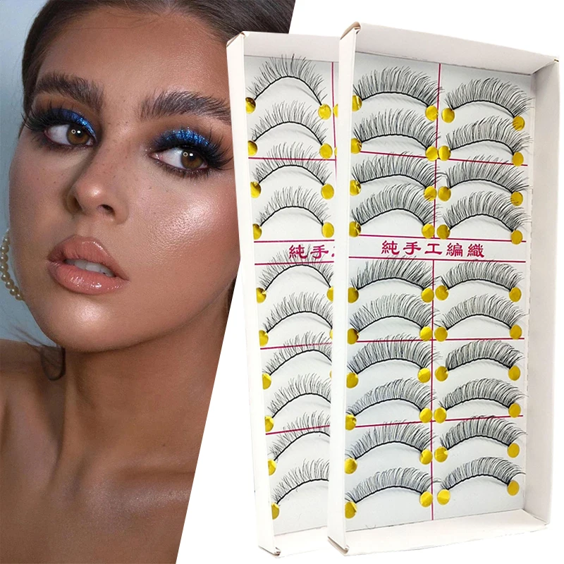 

New Arrive Soft Hair Wispy Long Natural Black Cross Lash Extension False Women Eyelashes Eye Makeup Reusable 10 Pairs Beauty