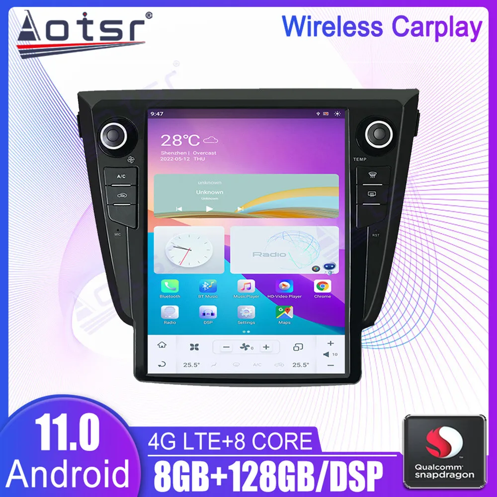 

128G Android Car Multimedia Radio Player Stereo For Nissan X-Trail 2013-2020 GPS Navi Head Unit Qualcomm Snapdragon Carplay 1Din