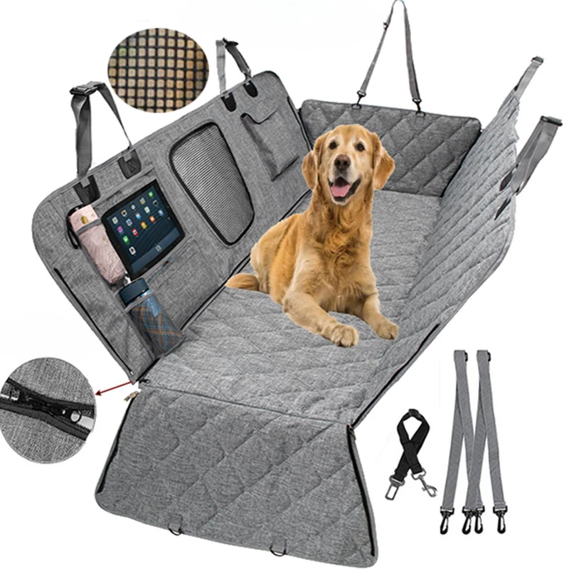 

Pets Car Dog Cover Back Seat Car Hammock for Dogs Waterproof Seat Cover for Back Seat with Mesh Window Multiple Pockets Washable