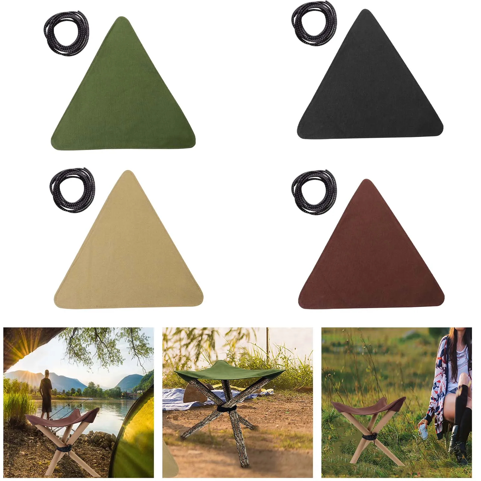 

Outdoor Camping Tent Travel Waterproof Canvas Triangle Stool Fishing Chair Portable Nature Hike Bushcraft Tear Resistant Stable