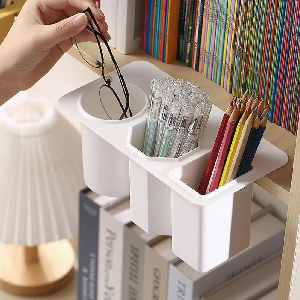 

Desk Organizer HIPS Pen Holder Vibrant Color Professional Useful Creative 3 Girds Pen Case