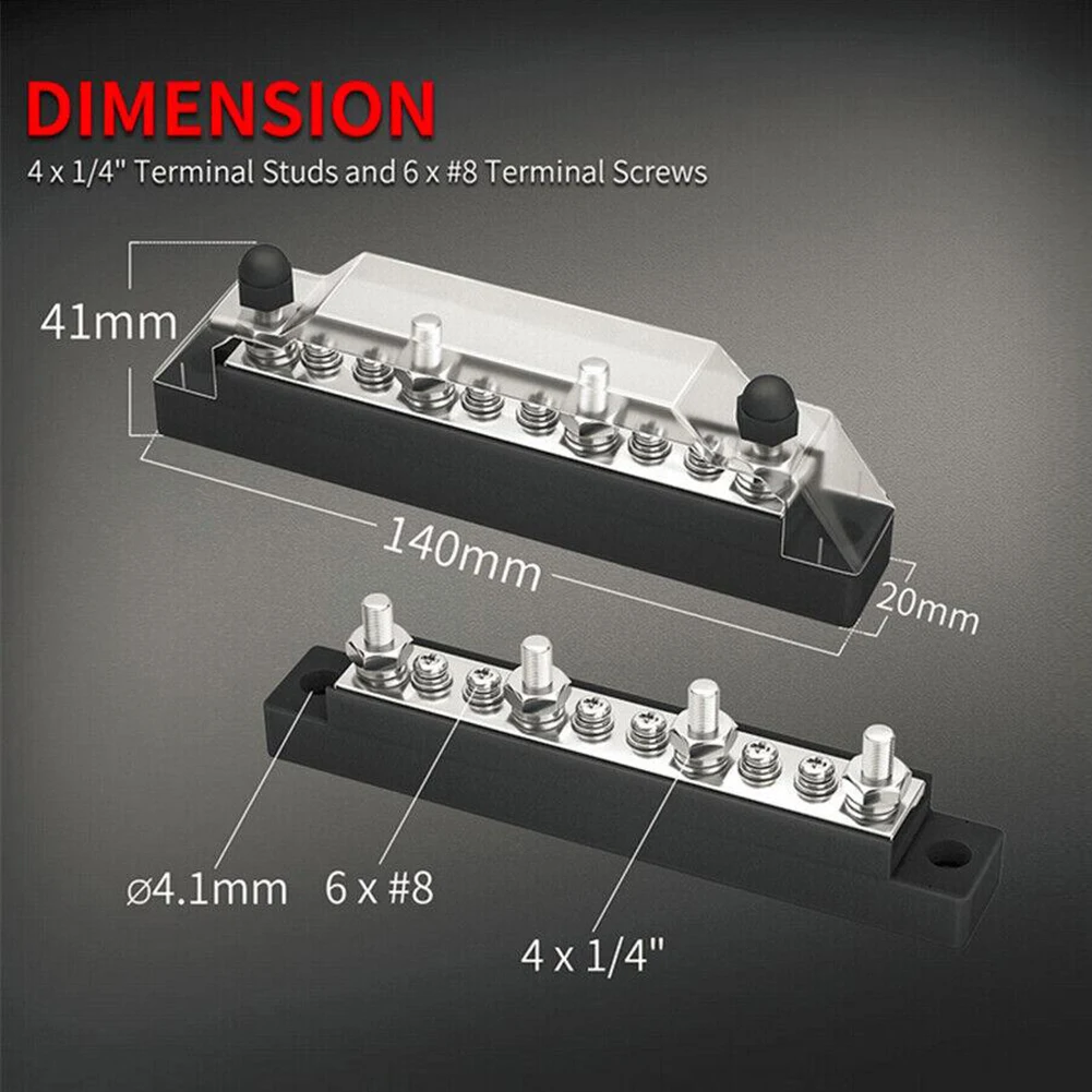 

Terminal Block Distribution Block Block Studs Bus Bar Battery Bus Screws M4 Terminal M6 Car Terminal Positive Negative Bus