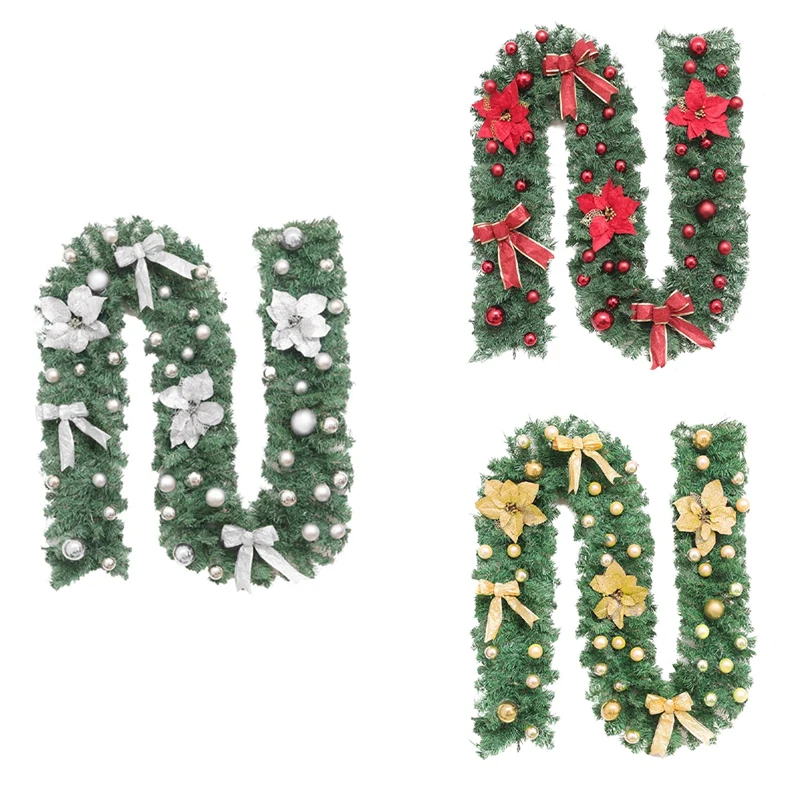 

2.7 M Christmas Garland Decoration Rattan Light,Spruce Garland For Outdoor Indoor Christmas Holiday Decor