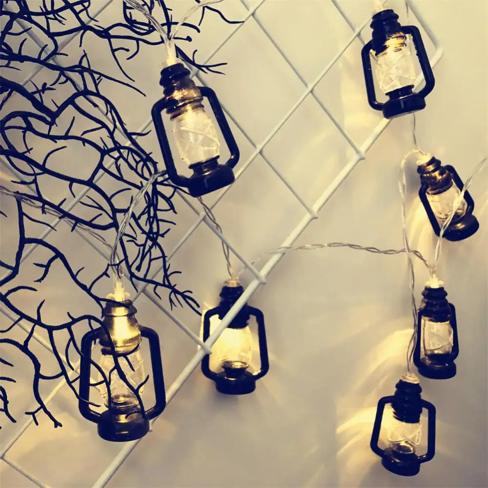 

1.5m 10 Lights Muslim Eid Ramadan Light Lantern String Mubarak Lantern Retro Oil Lamp Battery Box Eid Party Home Decoration