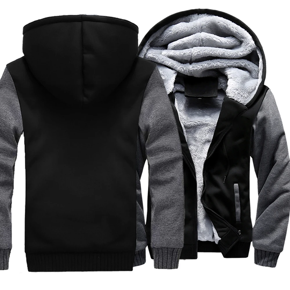 

Solid Man'S Jackets Slim Fit Quality Sweatshirts Plus Velvet Soft Tracksuit Thick Hooded Clothing For Men