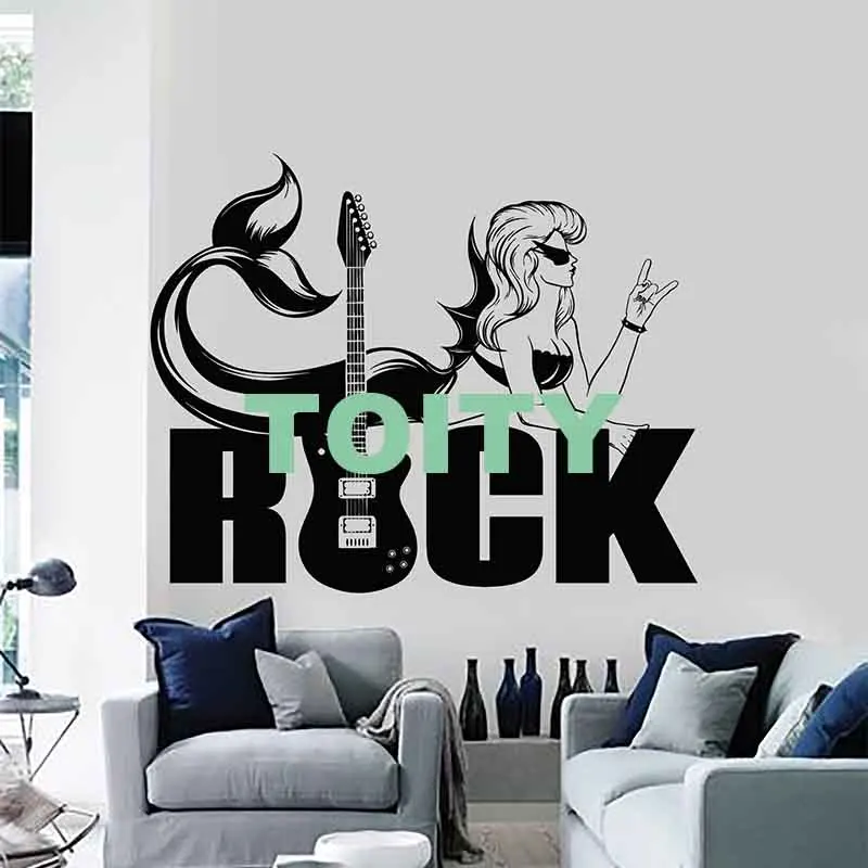 Настенная Наклейка Rock n Roll виниловая переводная картинка для магазина