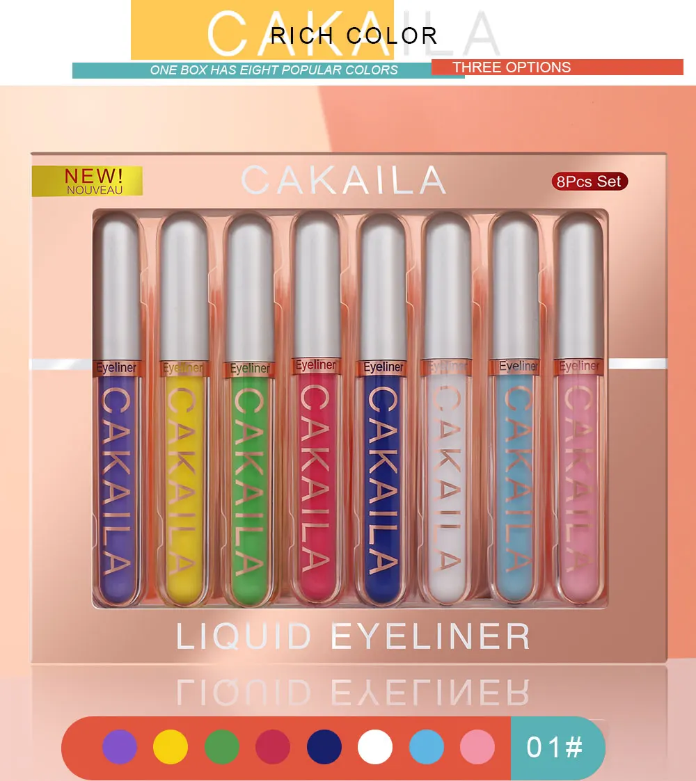 

8Pcs/Box Color Matte Eyeliner Set Or Glitter Shine Eye Liner Kit Makeup Colorful Eyelid Cosmetics Liquid Eyeliner Colored Gel