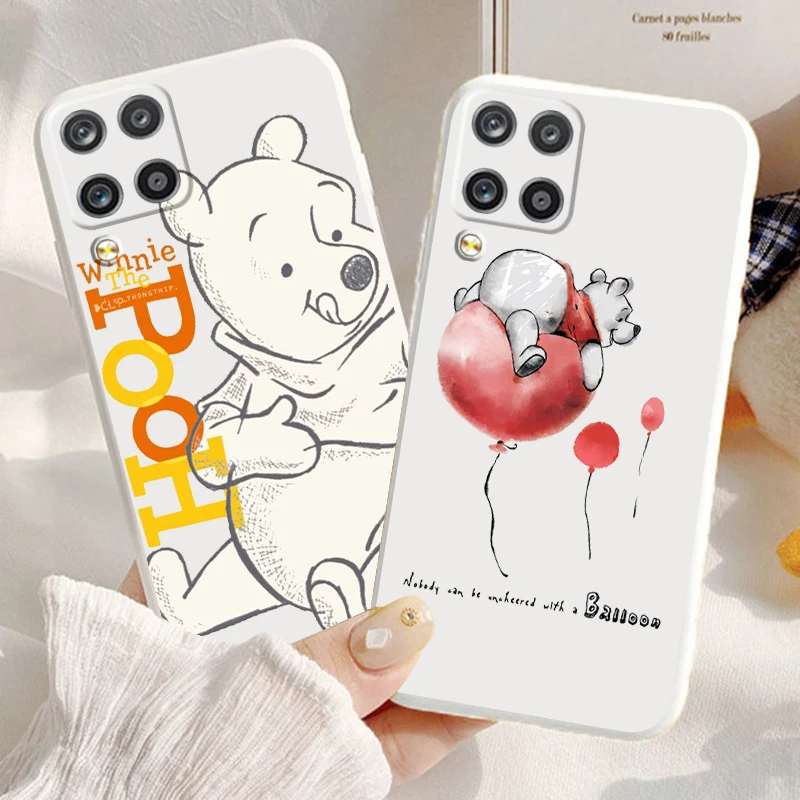 

Fashion cartoon winnie the pooh For Samsung A71 A51 A31 A21S A52 A32 A22 A12 A50 A30 A20 A03S 5G Liquid Silicone Rope Phone Case