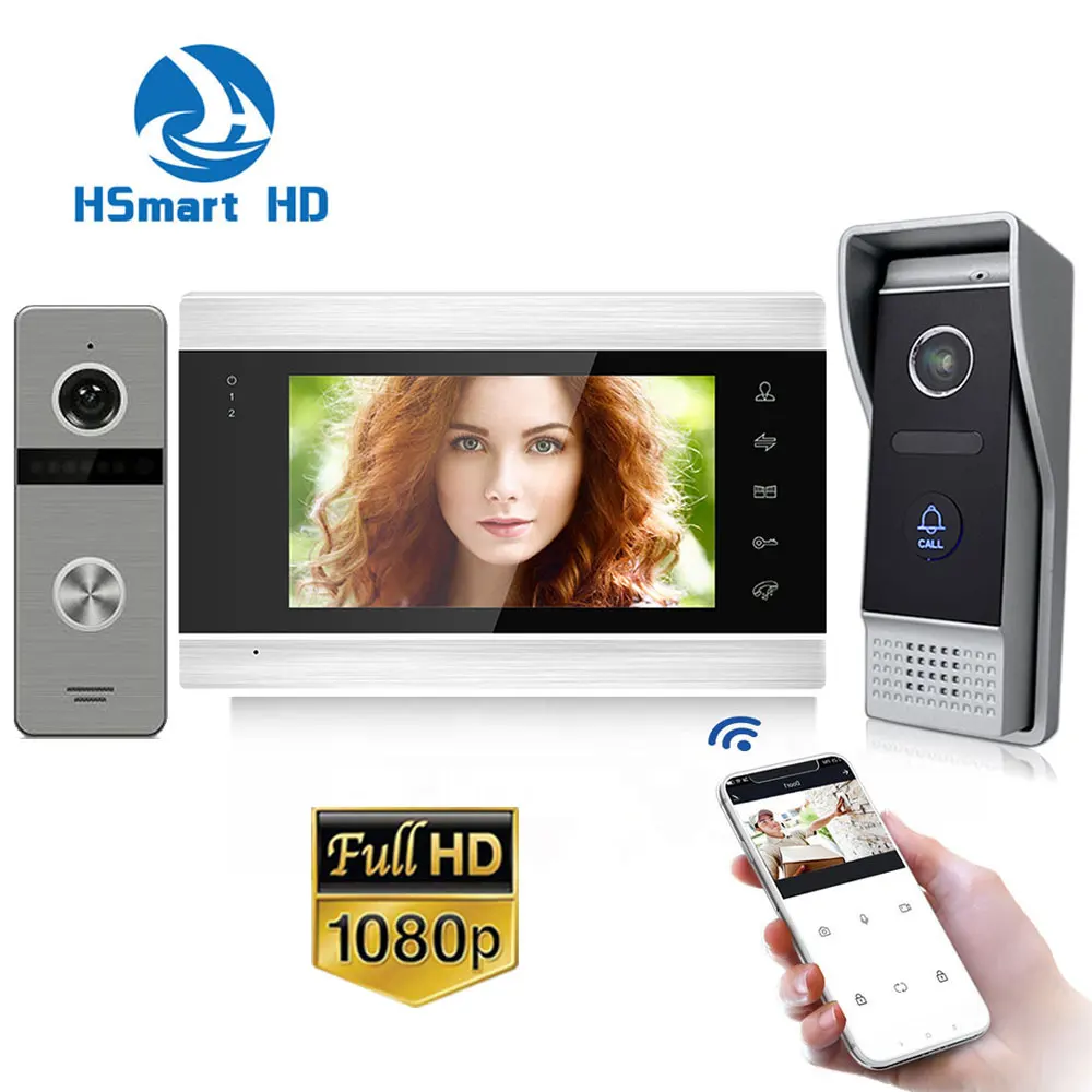 

Видеодомофон 1080p Tuya Smart App, Wi-Fi, 7-дюймовый, для многоквартирной системы безопасности с дистанционным управлением, датчиком движения