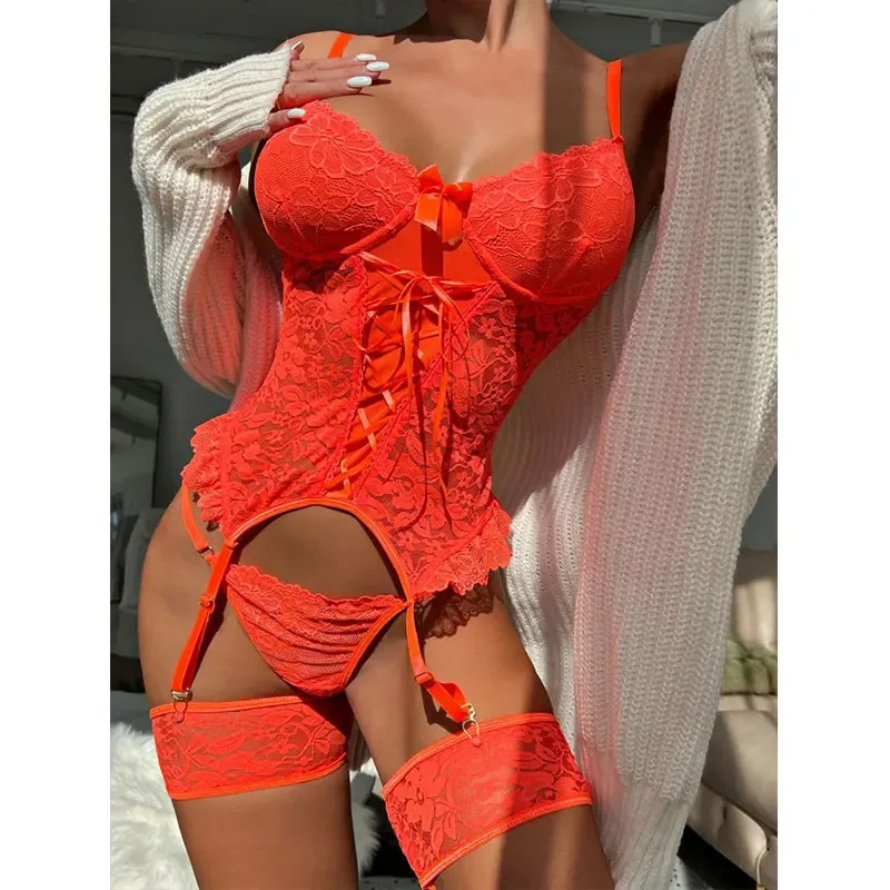 Порно женский романтический комплект сексуального нижнего белья кружевной