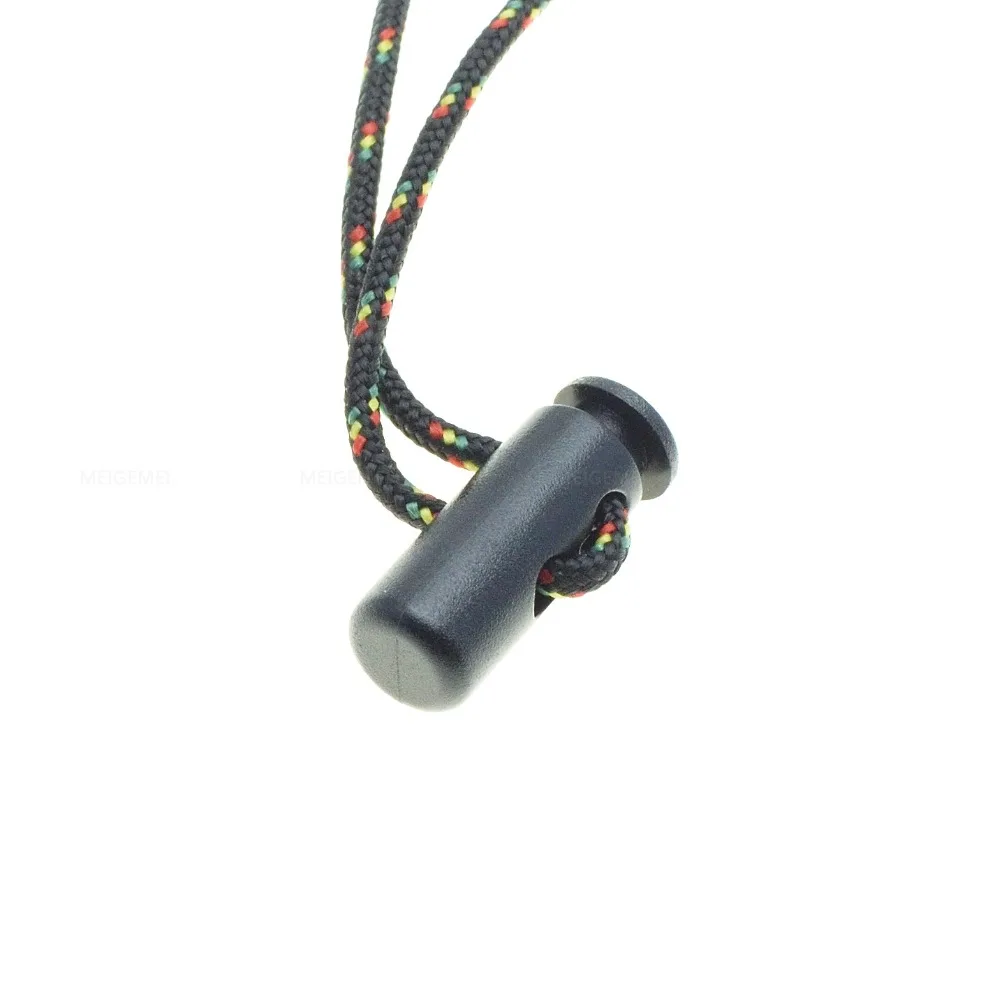 

10pcs/pack 2 hole Cord Lock Cylinder Barrel Toggle Clip Stopper Plastic Black Size: 24mm*8mm
