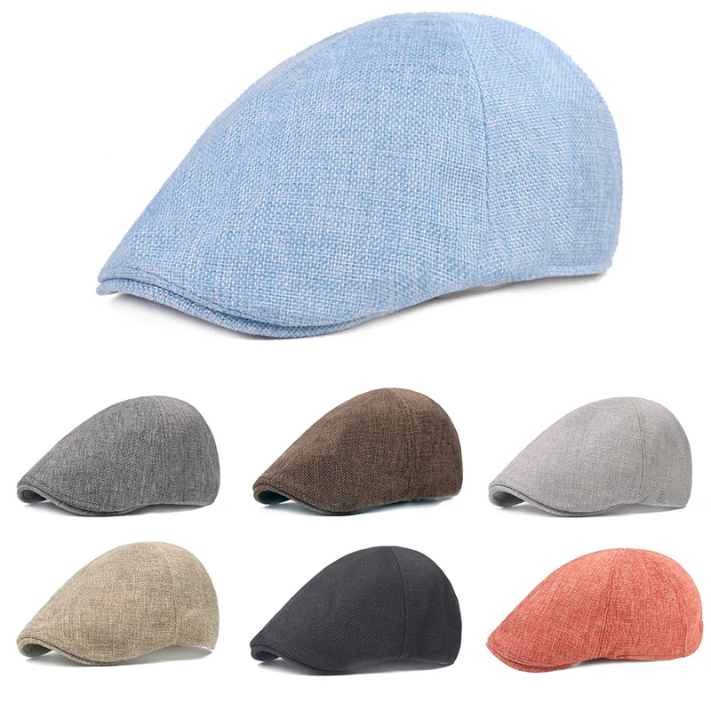 

Beret Caps Sun Hat Outdoor Hats Duckbill Caps Vintage Linen Caps Sun Protection Hat Fashion Solid Color Caps For Men 2022 New