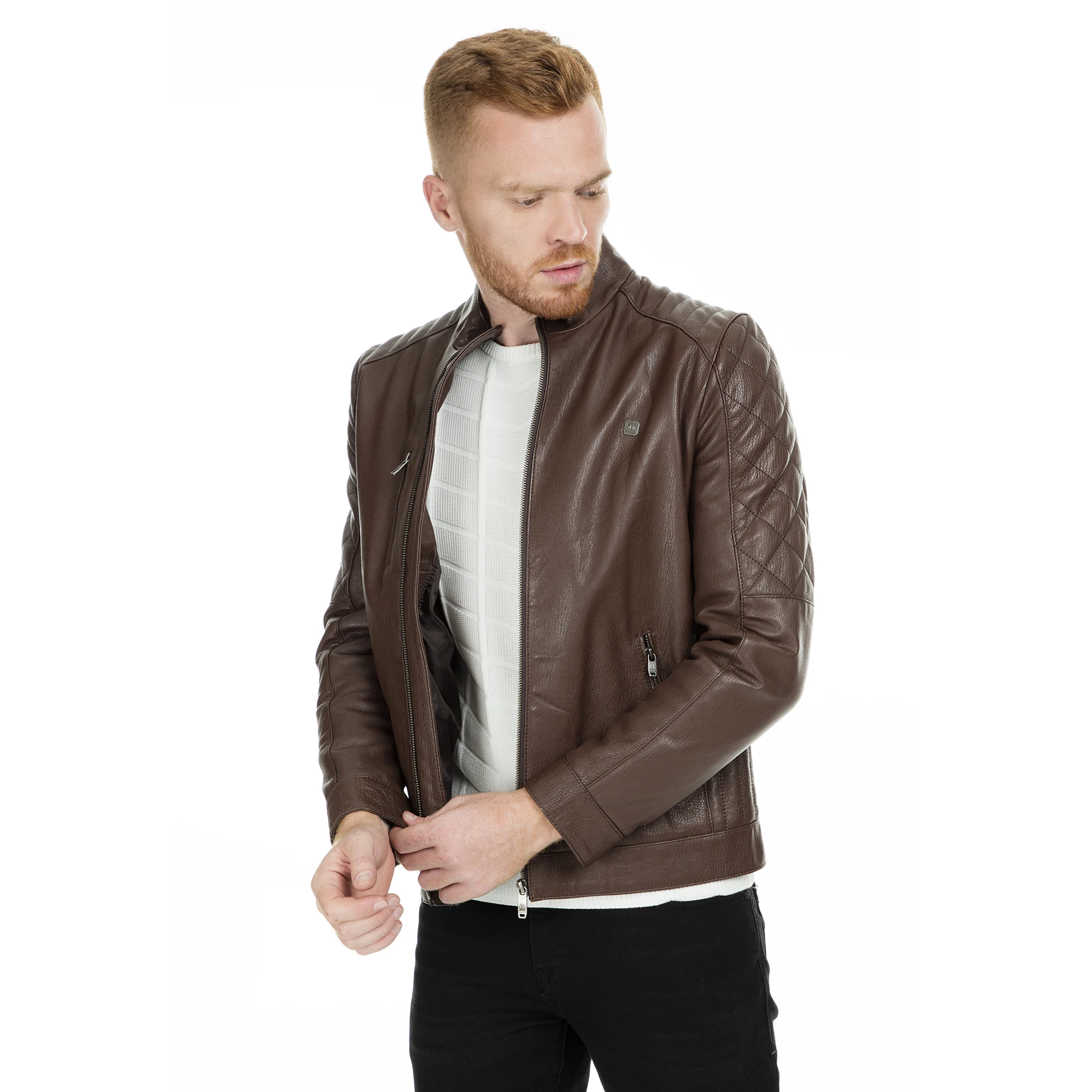 Roe/Новые мужские кожаные куртки из натуральной кожи осенняя Повседневная