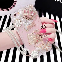 creative pearl diamond hand made case for iphone 11 12 13 pro max mini xs xr x 8 7 6 s plus anti shock phone cover bumper shell