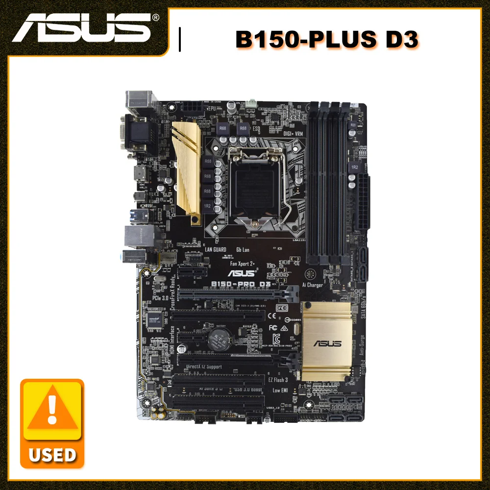 

ASUS B150-PLUS D3 DDR3 Motherboard 64 GB Core I7 I5 I3 LGA 1151 CPUs PCI-E 3.0 SATA3 USB3.0 USB2.0 VGA DVI Intel B150 Placa Mae