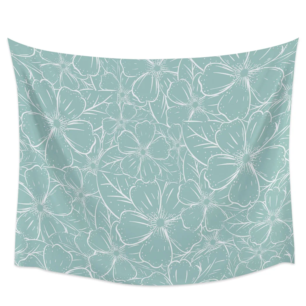 

Белый цветочный гобелен, настенная ткань, пляжное одеяло в стиле хиппи, декор для гостиной, фон для спальни, ковер, тканевое покрытие