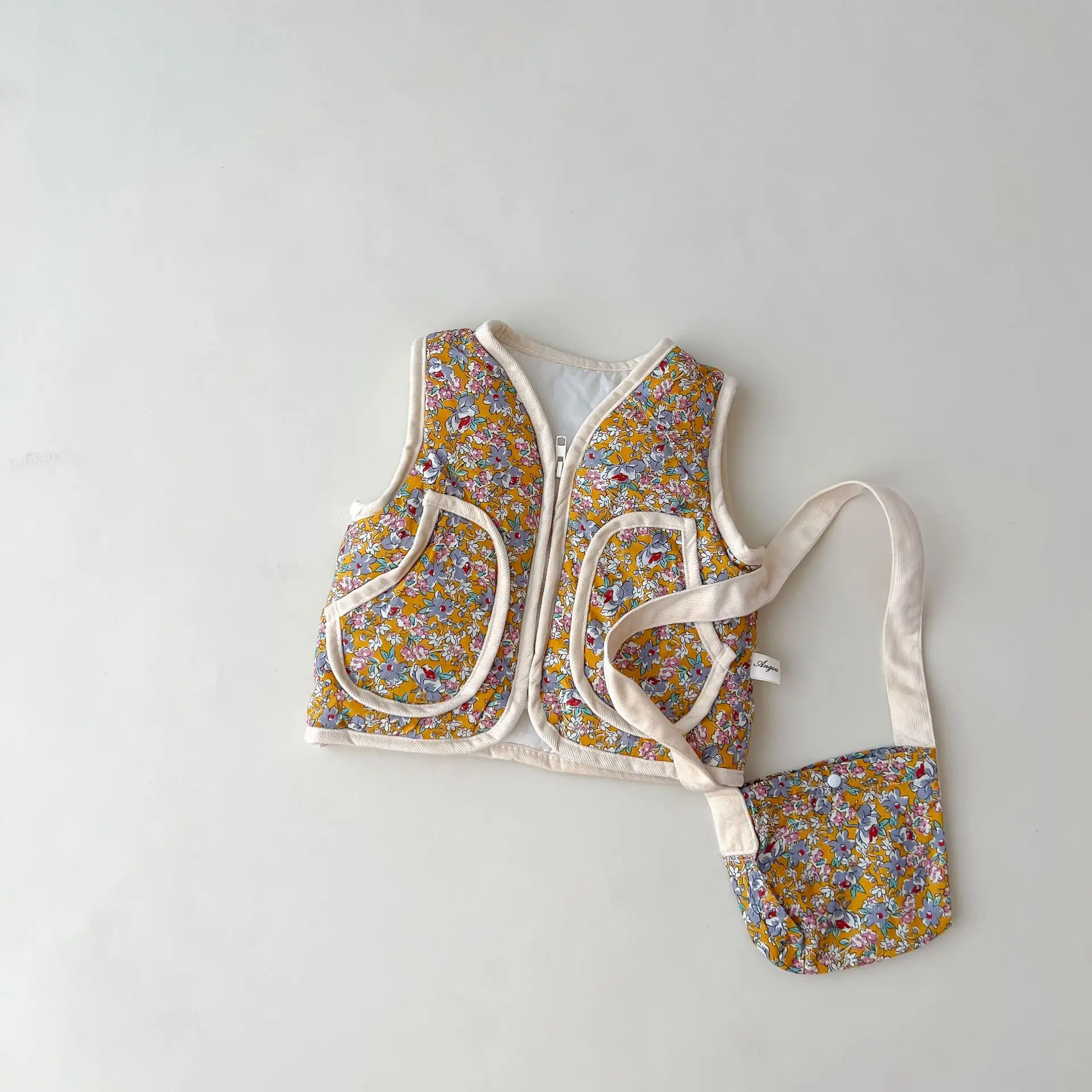 Children Cotton Waistcoats Toddler Jackets Baby Boys Clothes Kid Girl Autumn Winter Vest Newborn Warm Cardigan+bag