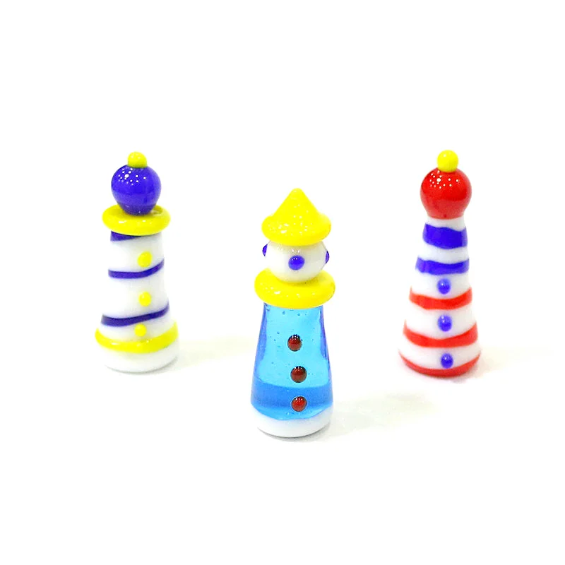 

New Colorful Cute Miniature Lighthouse Glass Ornament Aquarium Home Kid's Room Desktop Fairy Garden Flower Pot Decor Accessories