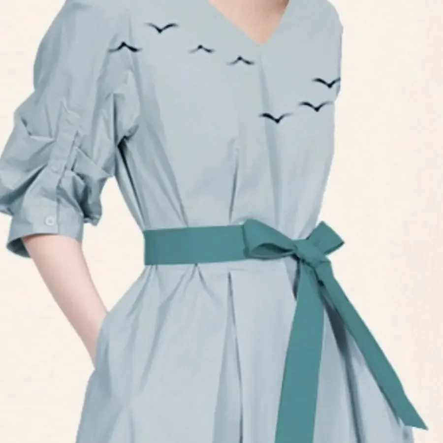 Платье с чернилами и принтом на талии женская одежда новинка лета 2023 винтажная