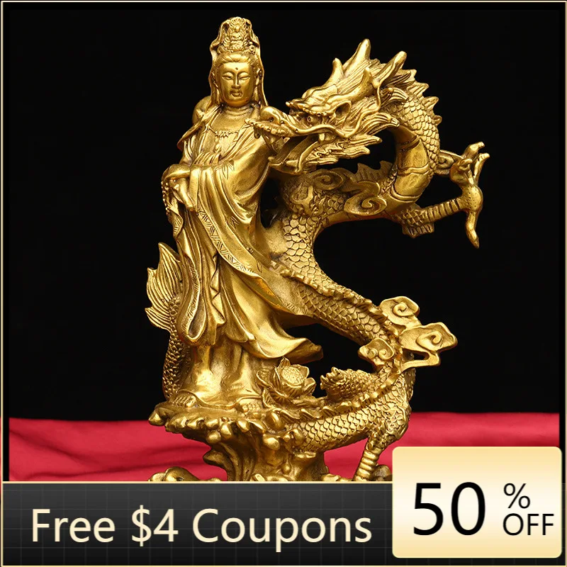 

Brass Station Dragon Guanyin Riding a Dragon Guanyin Ornaments Crafts Wholesale Brass Guanyin Supplies Home Crafts Ornaments