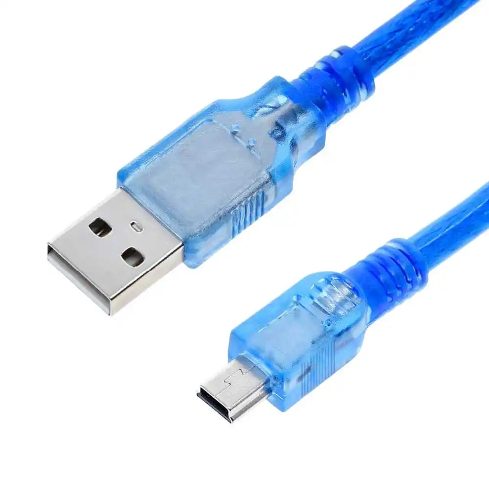 

30cm USB 2.0 A to Mini B Type 5 Pin Header Cable Male Data Transfer Synchronizer and Charger Blue Compatible with Arduino Nano