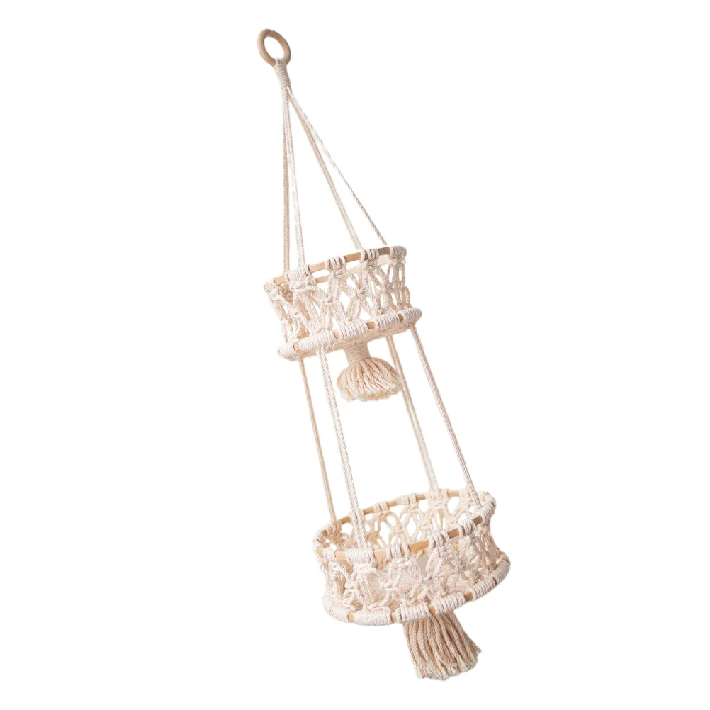 

Веревка из хлопка, искусственные маленькие подвесные тканые корзины, органайзер для макраме, цветочные горшки, внутренний держатель