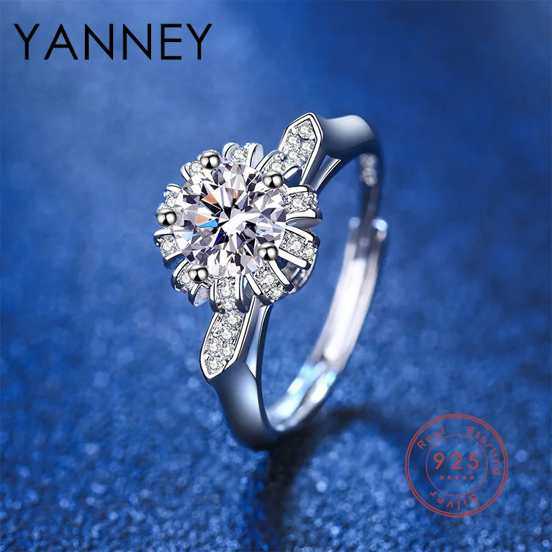 

Silver Color Open Flower Zircon Wedding Ring Fashion Elegant Beautiful Proposal Jewelry Anniversary Gift