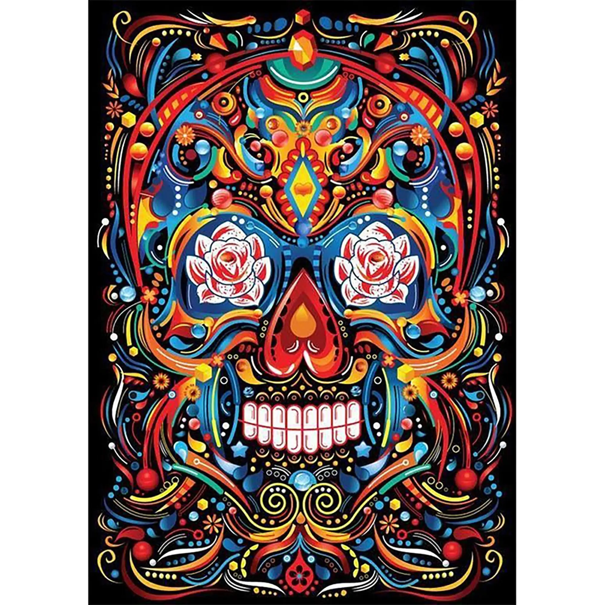 

Мексиканский сахарный череп DIY Алмазная мозаика алмазная живопись наборы полная квадратная круглая вышивка Алмазная вышивка домашний деко...