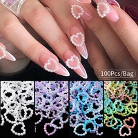 100pcs nail art charms mixed color heart flatback ornament abs resin pearl charms design nail decoration diy jewelry accessories