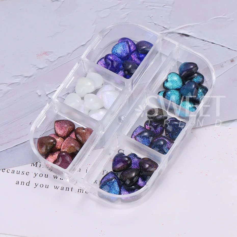 3D Love Heart Charms Nail Art Decoration Аврора Смола для ногтей со стразами Ювелирные изделия DIY
