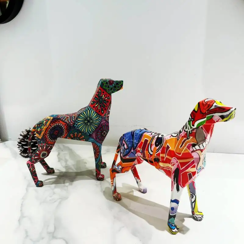 

Colorful Resin Dog Crafts Decoration Living Room Office Entrance Wine Cabinet Decoration Ornament Aesthetic Room Decor